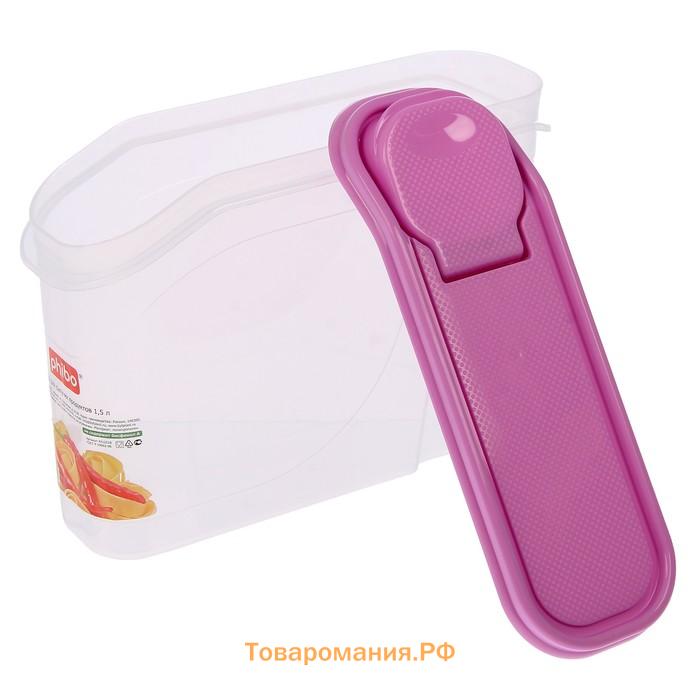 Ёмкость для сыпучих продуктов, 1,5 л, пластик, прозрачная, крышка МИКС