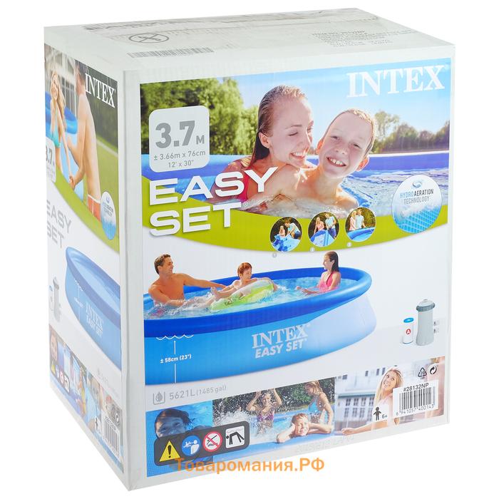 Бассейн надувной INTEX Easy Set 28132NP, 366×76 см, фильтр-насос, круглый