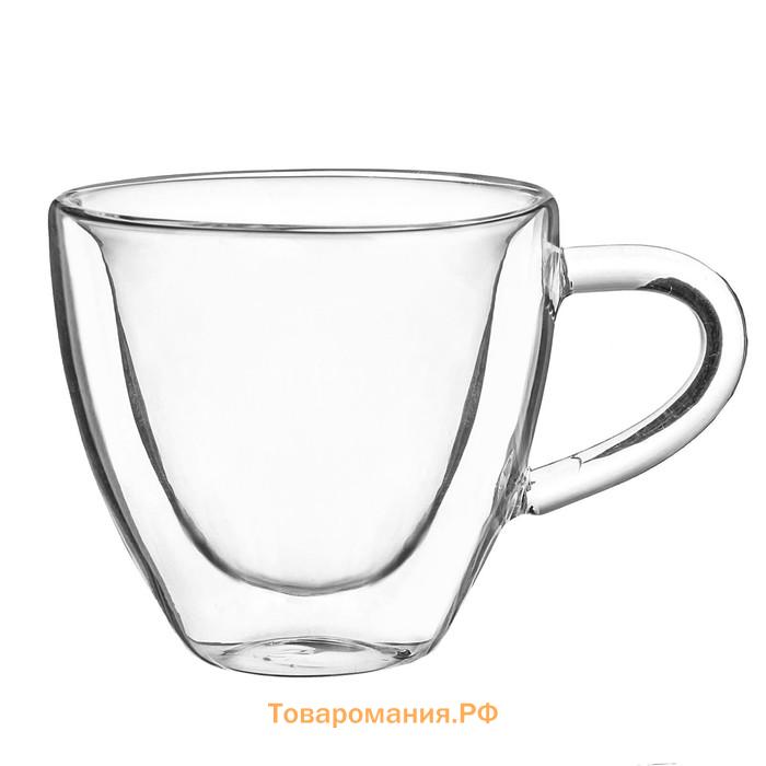 Кружка с двойными стенками Magistro «Сердце», 150 мл, 11×8×7.5 см, стекло