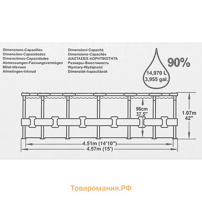 Бассейн каркасный Bestway Steel Pro MAX 56488, 457×107 см, фильтр-насос, лестница, тент, круглый