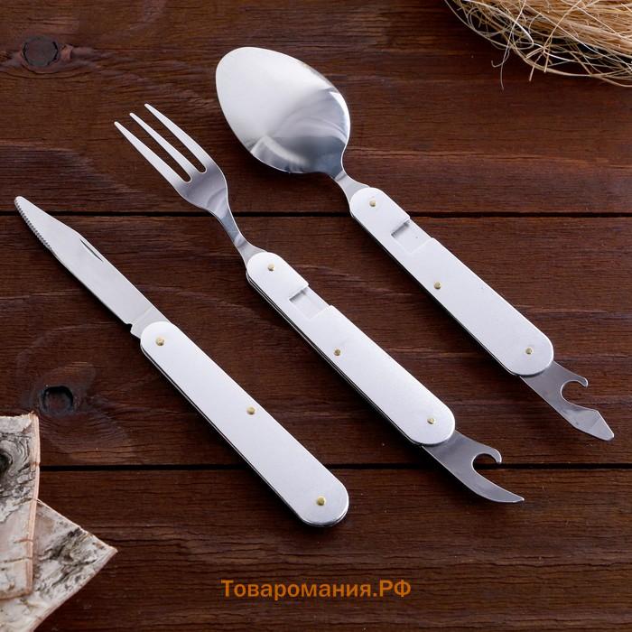 Набор туриста 5в1: нож, ложка, вилка, открывалка, пилка