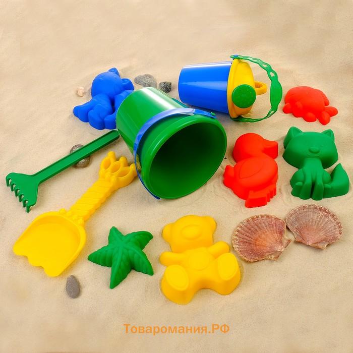 Набор для игры в песке №113 (8 формочек, совок, лейка, грабли, ведро) МИКС