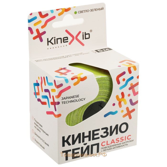 Кинезио-тейп Kinexib, 5 см х 5 м, лаймовый