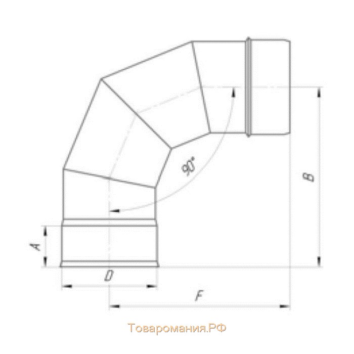 Отвод 90°, d 160 мм, нержавейка 0.5 мм