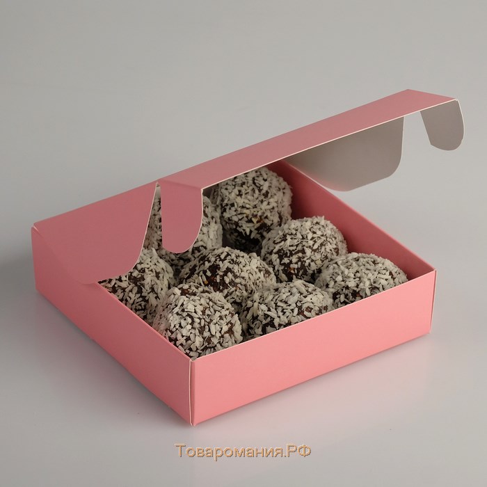 Подарочная коробка сборная с окном, розовый, 11,5 х 11,5 х 3 см