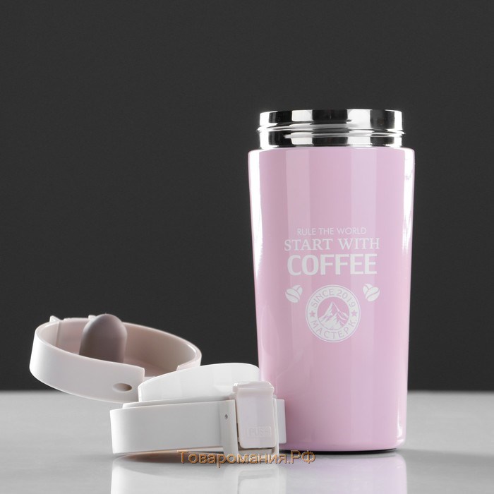 Термокружка Start with coffee, 380 мл, сохраняет тепло 8 ч, с ситечком