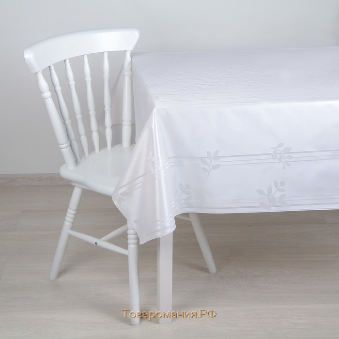 Клеёнка на стол на тканевой основе «Лепестки», ширина 137 см, рулон 20 м, толщина 0,25 мм, цвет белый