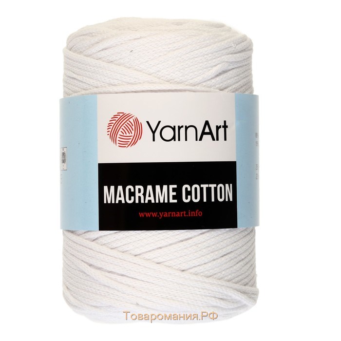 Пряжа "Macrame Cotton" 20% полиэстер,80% хлопок  225м/250гр (751 белый)