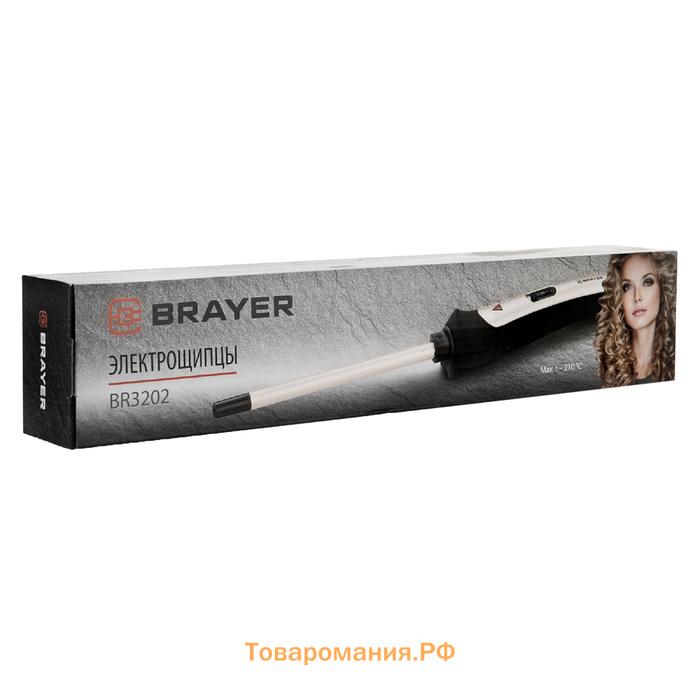 Плойка BRAYER 3202BR, 25 Вт, керамическое покрытие, d=9 мм, 210°C, чёрно-серебристая