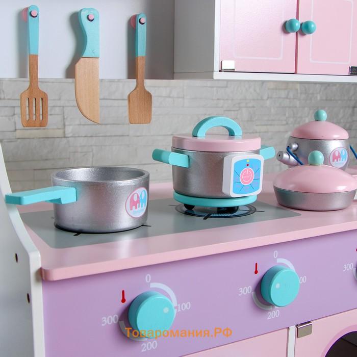 Игровой набор, кухонный модуль «Домик» деревянная посуда в наборе