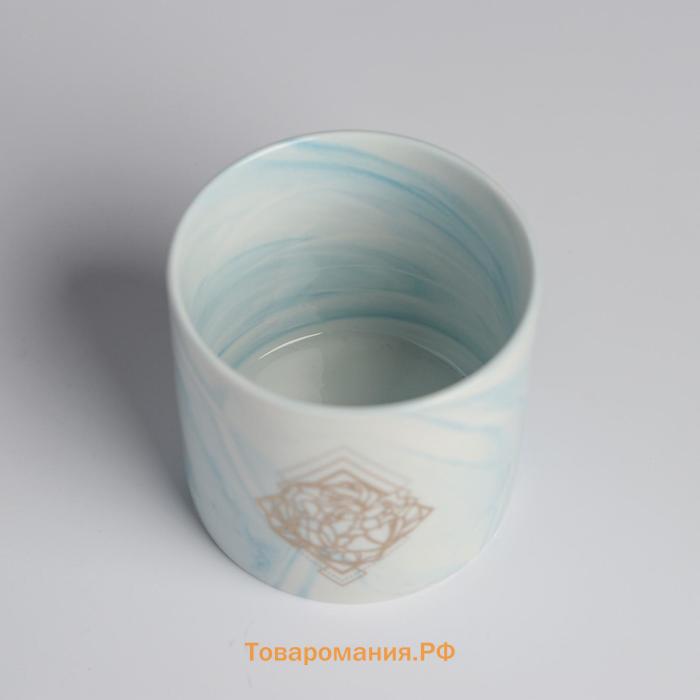 Кашпо керамическое с тиснением, горшок «Геометрия», 8 х 7,5 см
