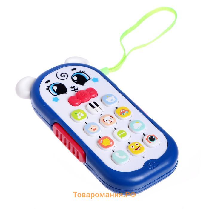 Музыкальная игрушка «Умный телефончик» свет, звук, цвет синий