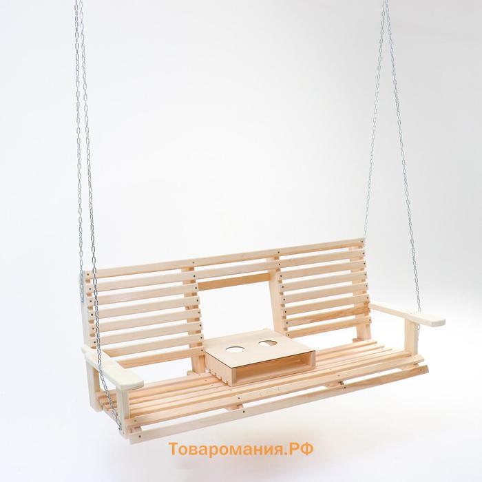 Скамейка-качель двухместная с выдвижным подлокотником подвесная