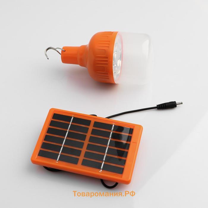 Фонарь кемпинговый аккумуляторный, 10 Вт, 10 LED, 500 мАч, солнечная батарея