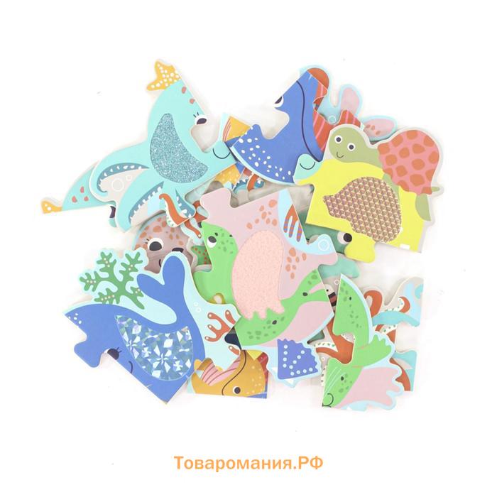 Деревянный пазл для малышей с текстурными вставками «Морские животные»