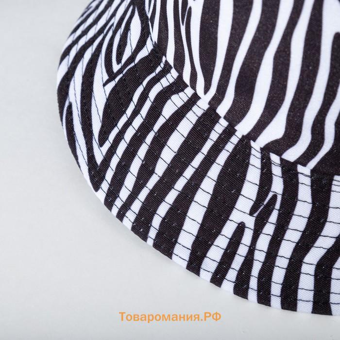 Панама женская MINAKU принт зебра, цвет чёрный/белый, р-р 56-58
