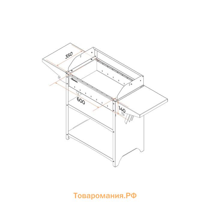 Мангал Family Standart Grill FSG2000, 133.2×39.4×89.5 см, 2 мм, крышка, боковые полки