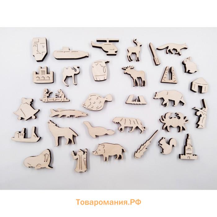 Фигурный деревянный пазл «Россия» 109 деталей