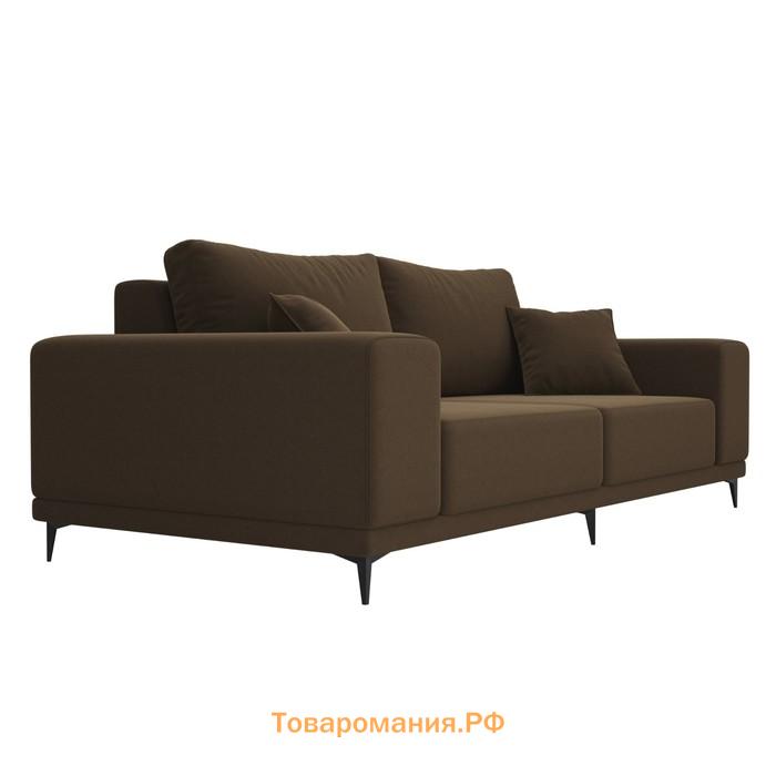 Прямой диван «Льюес», без механизма, микровельвет, цвет коричневый