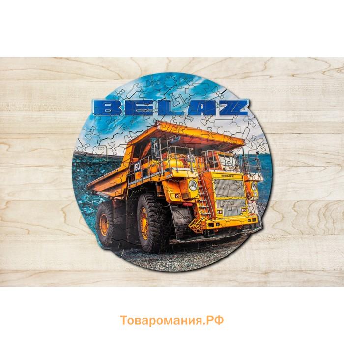 Деревянный фигурный пазл EWA «Автомобиль BELAZ», 28 × 28 см