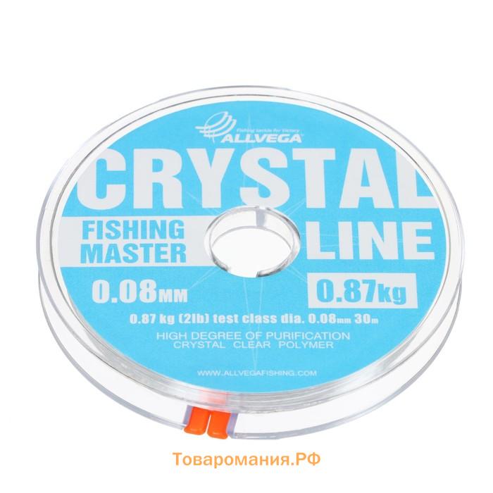 Леска монофильная ALLVEGA Fishing Master CRYSTAL, диаметр 0.08 мм тест 0.87 кг, 30 м