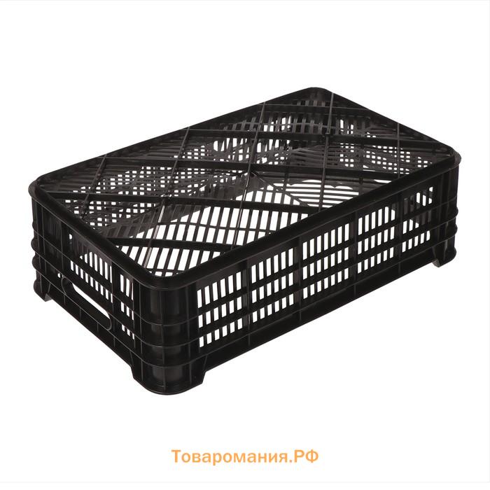 Ящик универсальный, пластиковый, 52×32×16 см, на 30 кг, чёрный, МИКС