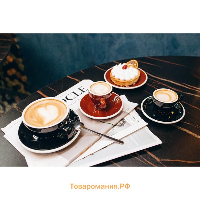 Кофейная пара Magistro Coffee time, чашка 80 мл, блюдце d=11,5 см, фарфор, чёрная