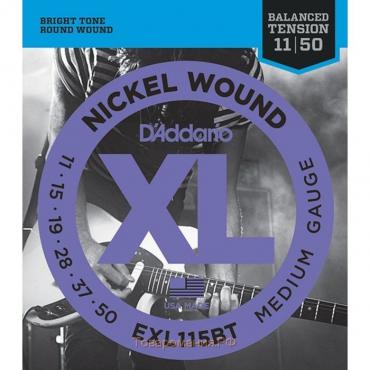 Комплект струн для электрогитары D'Addario EXL115BT Nickel Wound Medium, 11-50