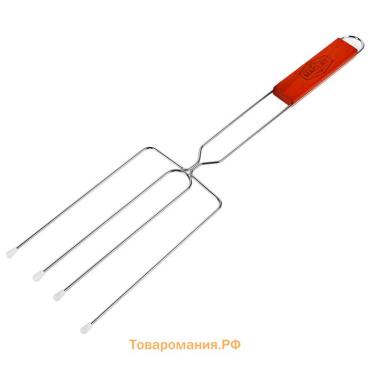 Вилка - гриль для сосисок maclay, для мангала, 12×20 см, хромированная сталь