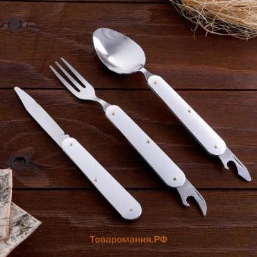 Набор туриста 5в1: нож, ложка, вилка, открывалка, пилка