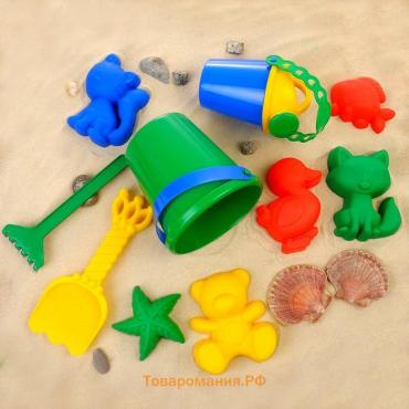 Набор для игры в песке №113 (8 формочек, совок, лейка, грабли, ведро) МИКС