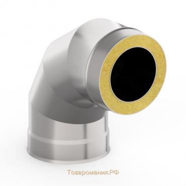 Сэндвич-Отвод 90°, d 120 × 200 мм, нерж/оцинк, 0.5 мм/0.5 мм