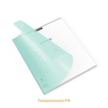 Тетрадь 18 листов, ErichKrause «CoverPrо Pastel», в клетку, пластиковая обложка, блок офсет, 100% белизна, мятная