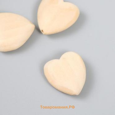 Бусины деревянные сердце 20х20 мм (набор 3 шт)